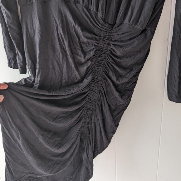Veronica Beard Manda Black Mock Neck Long Sleeve Ruched Mini Dress, size L - Picture 5 of 10